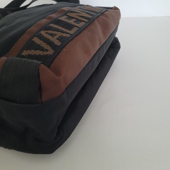 VALENTINO ROSSA Handbag Shoulder Purse Nylon Logo Bag Black Medium Vintage - Picture 5 of 10